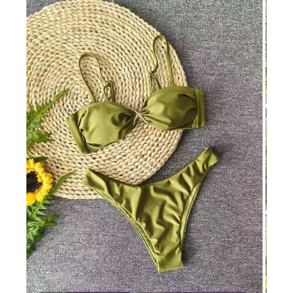 Biquini Feminino cor sólida dividido roupa de banho praia férias maiô feminino 8265-2025