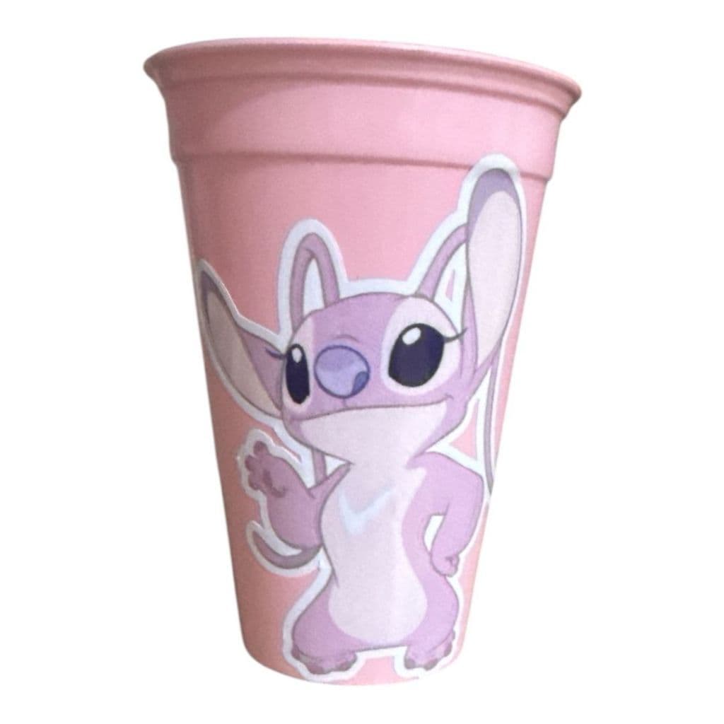 Copo Plastico resistente Stitch angel aniversario lembrancinha volta as aulas