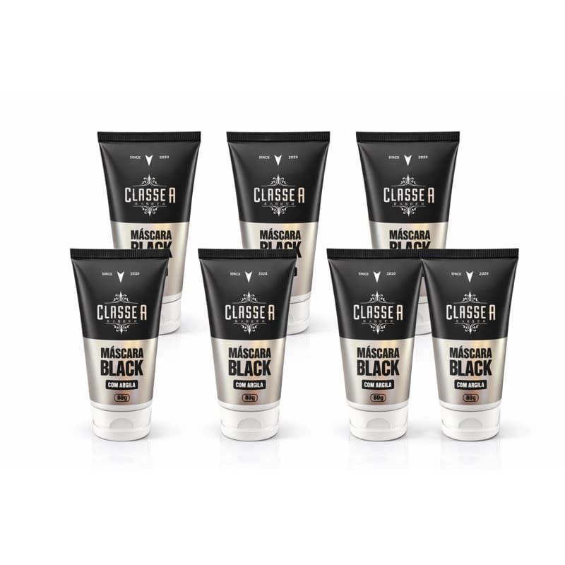 6x Máscara Facial Black Classe A 60g Peel Off Com Argila Preta Removedora De Cravos E Oleosidade 6UN