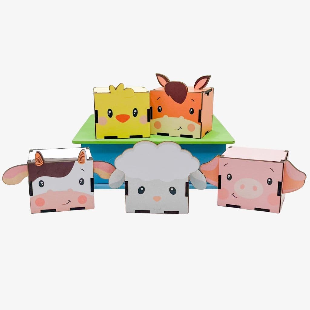5/10/15/20PCS Mini Cubos Fazendinha em MDF - Lembrancinha Porta Bombom Caixinha