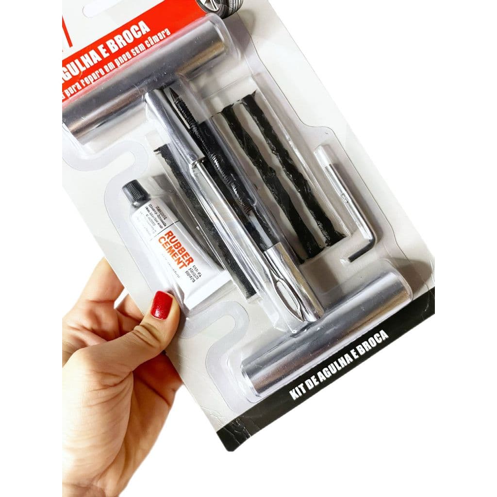 Kit Reparo Pneu Sem Camara Carro E Moto Refil Selante Remendo Macarrão