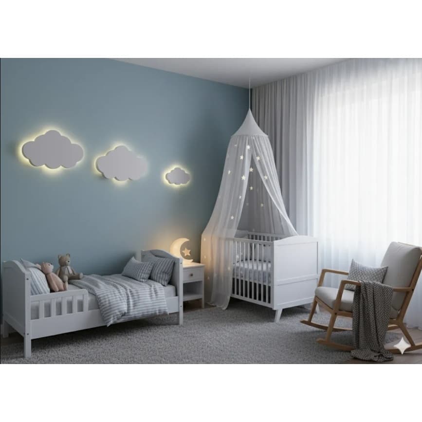 Kit Luminária Nuvem MDF 15mm - Led Branca Quente 3 Peças Envio Imediato