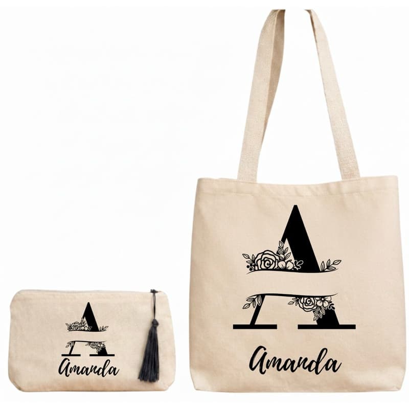 44 kit com bolsa ecobag + necessaire personalizada com nome arte ou logo | brinde para empresa | bolsa casamento
