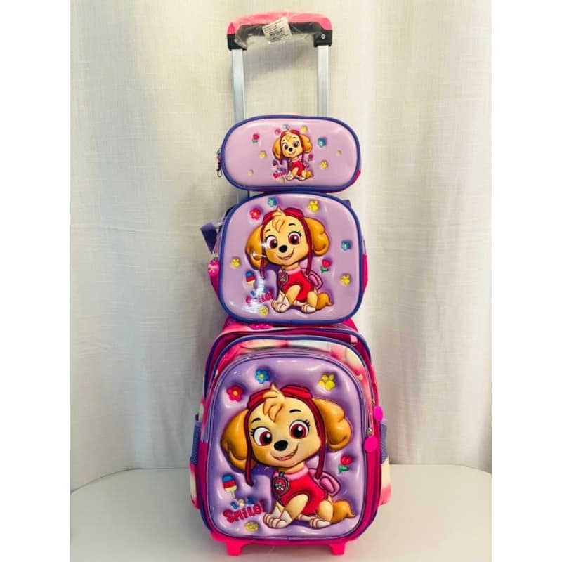 Skye Patrulha Kit Mochila Infantil Com Rodinhas + Lancheira Térmica+ Estojo
