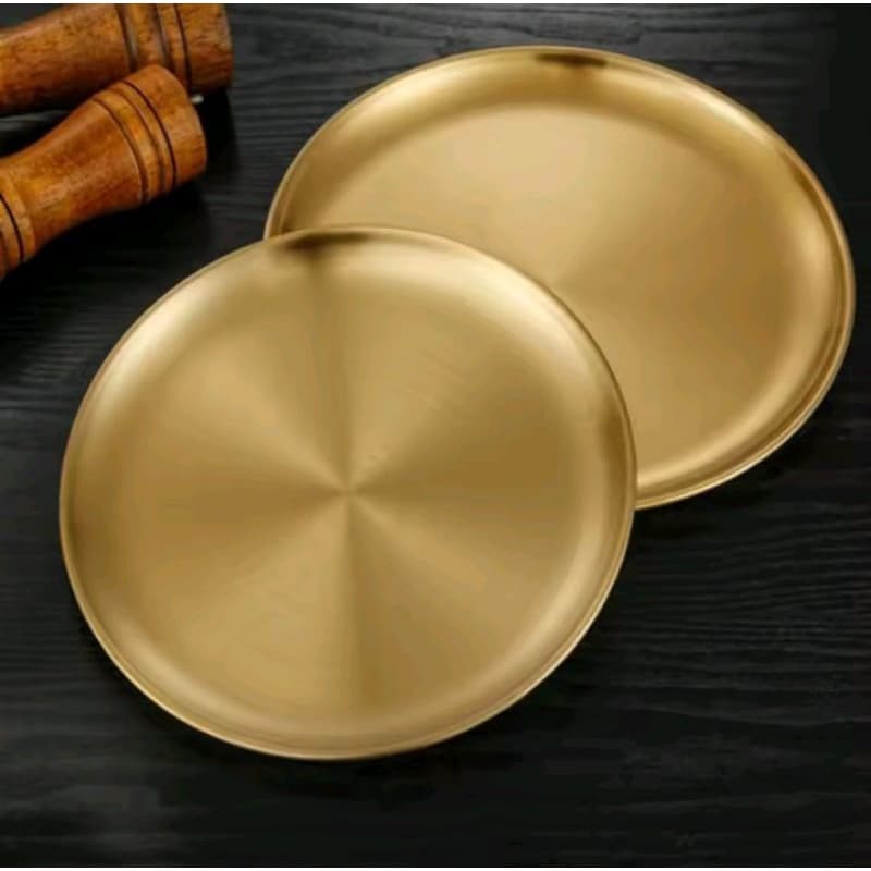 Kit Pratos Sobremesa Aço Inox Dourado 17cm Com 2pçs