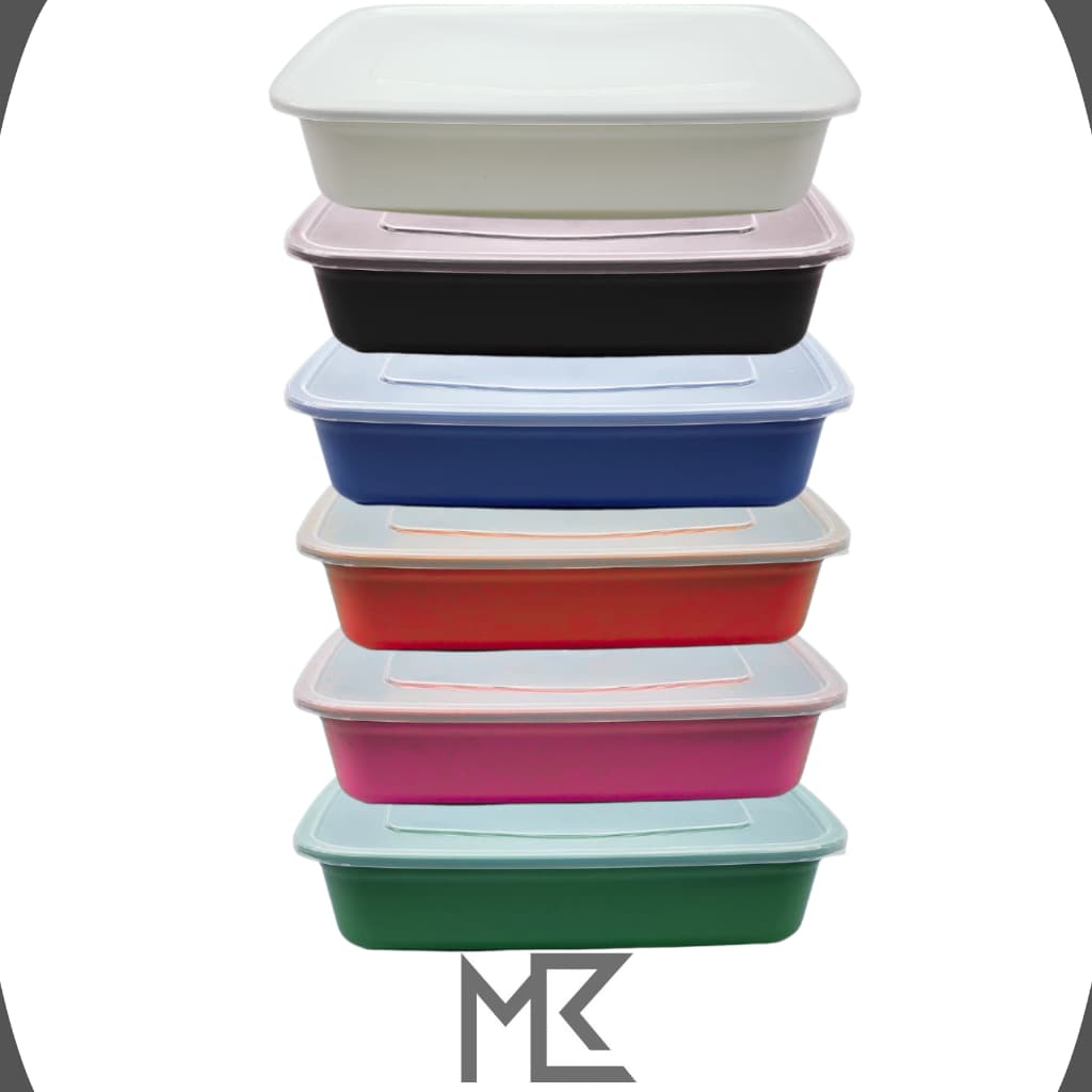 Bacia/Pote Grande + Tampa 10L Retangular Branca/Colorida Saladas, Buffets, Carnes, Eventos