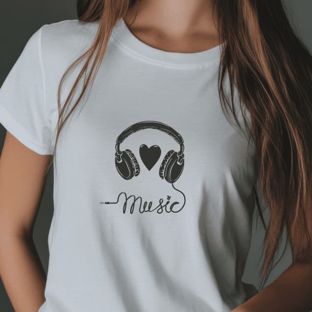 Camiseta Feminina Estampada Música Music Lover - Blusa Branca 100% Algodão Premium Tshirt Baby Look