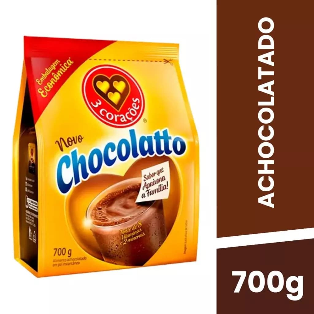Achocolatado 700g  em Pó 3 Corações | Sabor que Conquista a Família