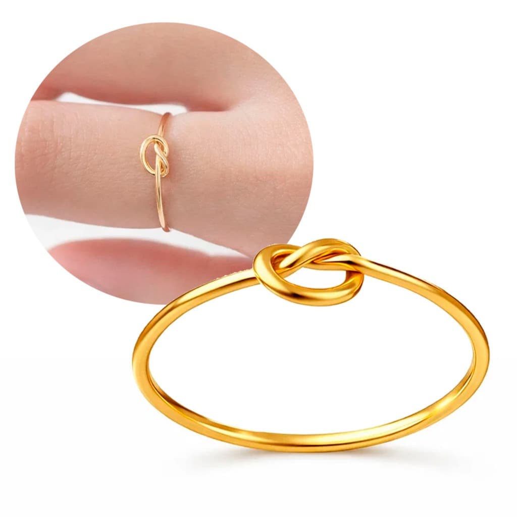 Anel Nozinho Delicado em Moeda Antiga Feminino Dourado Minimalista