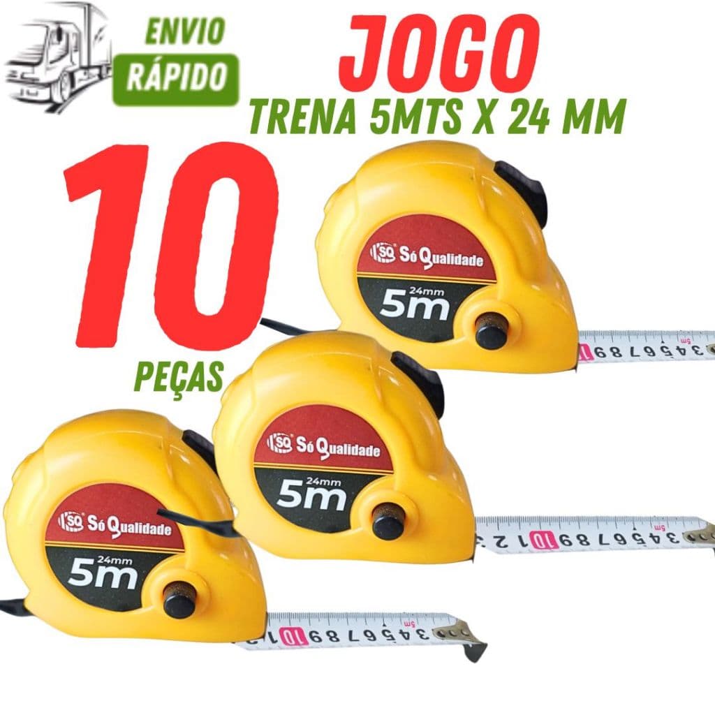 Trenas de 5m com Trava Freio de 25cm Pacote com 10/06/04/02 Unidades Para Construção Casa e Trabalho