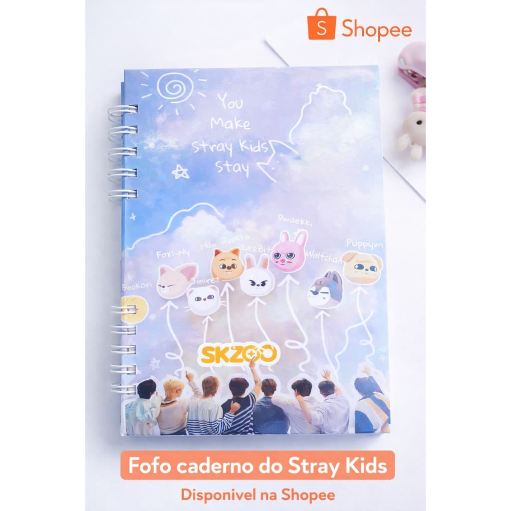 Caderno Stray Kids SKZOO Espiral Capa Dura 22x15 – 93 Páginas