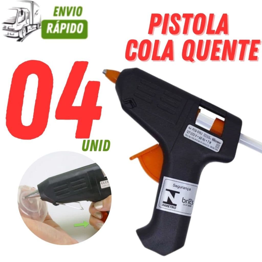 Maquina Cola Quente 20W com 04 ou 02 unidades Profissional Bivolt (127V/220V) com 02 bastões 5CM-7MM