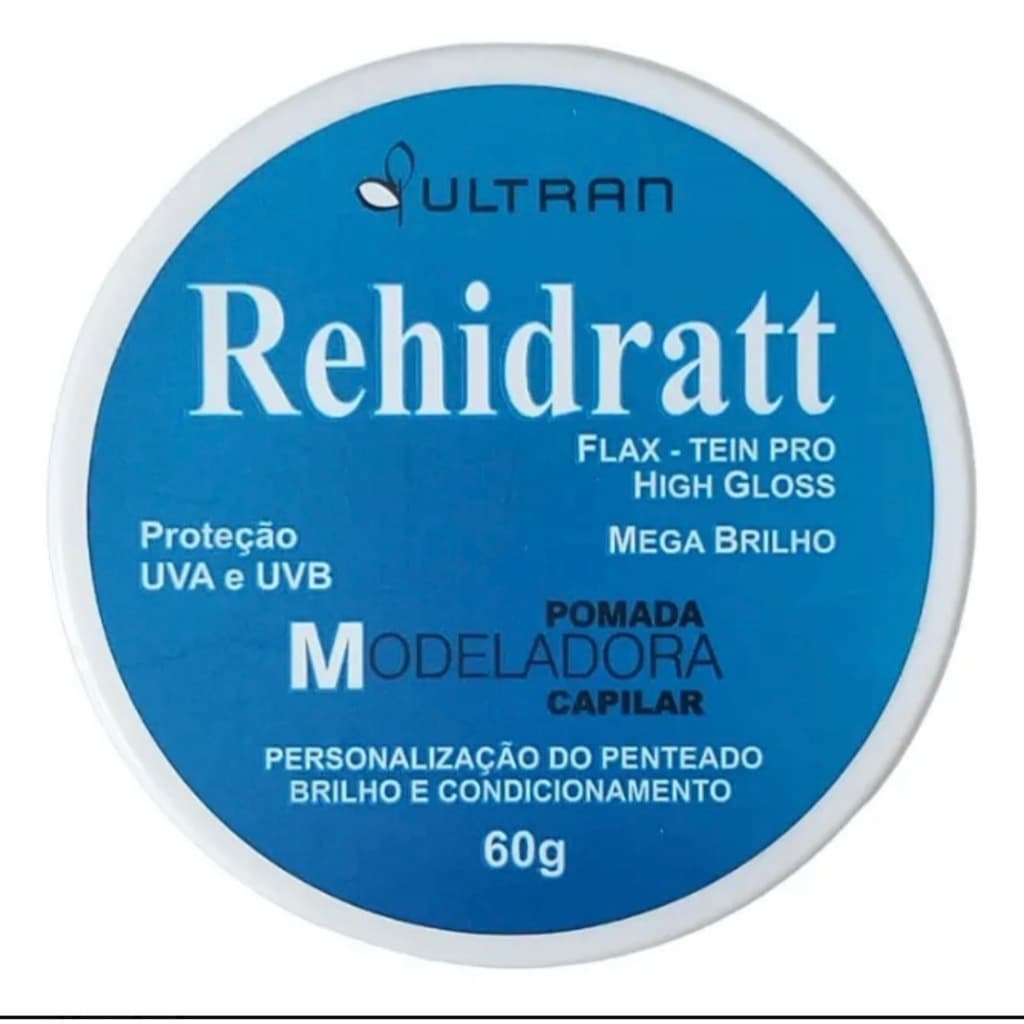 Pomada Modeladora Capilar REHIDRATT Flax Tein Pro High Gloss Mega Brilho Proteção UVA e UVB REHIDRATT 60g