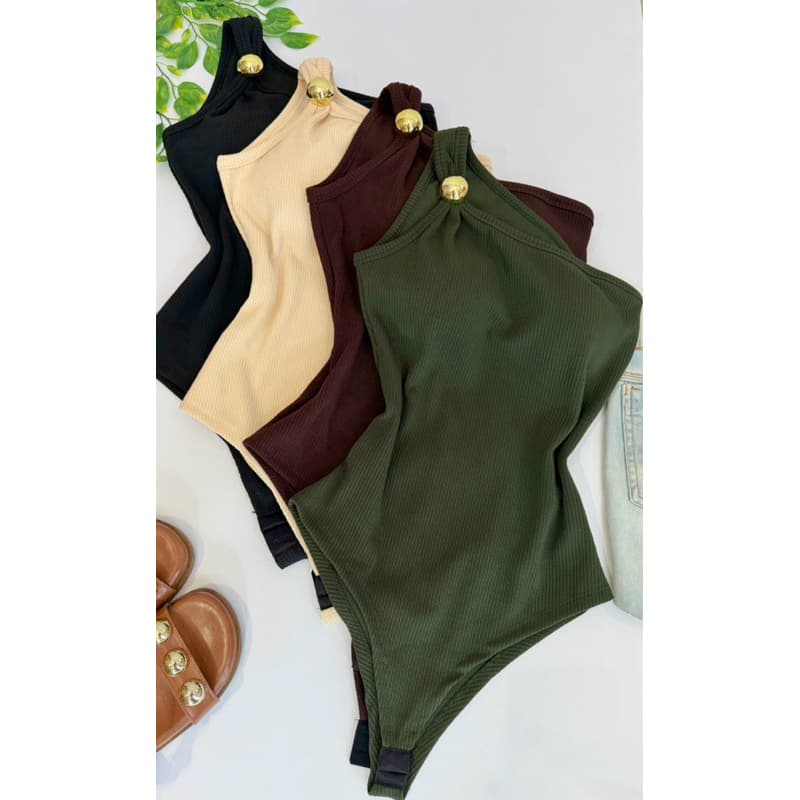 Body feminino nula manga um ombro moda blogueira canelado