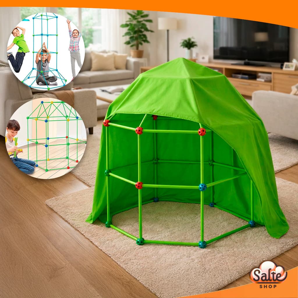 Kit Construção 68 Peças Tubos Conexões Barraca Infantil Castelos Tendas Túneis Brinquedo Criativo