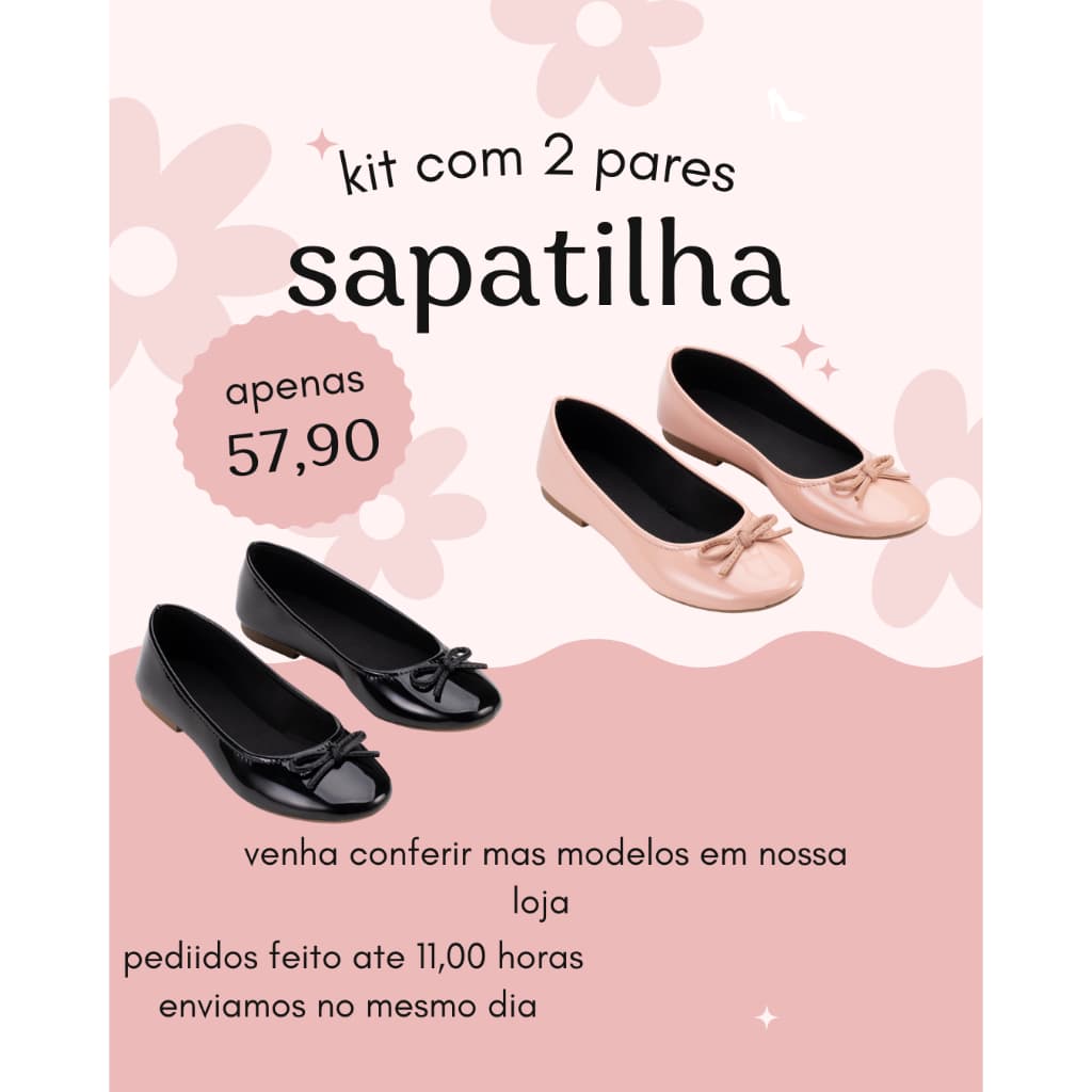 Kit, 2 pares de Sapatilha Feminina(do,33ao40.Conforte Clássica Total Confort Dia a Dia.Kit 2 Par Sapatilha Feminina.