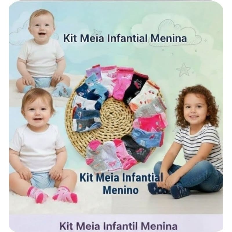 Kit meia infantil menino, Kit meia infantil menina, meia infantil menina, meia infantil menino