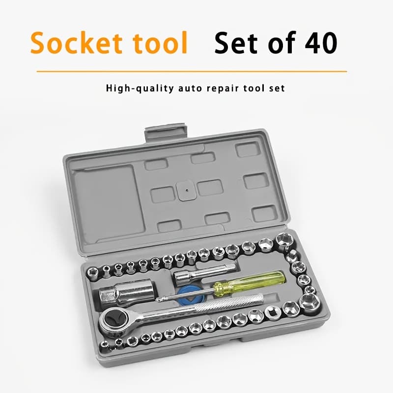 Kit Jogo De Chave De Catraca Reversível Com Soquetes - 40 Peças + Maleta Equipa Tools, Kit Chave De Fenda