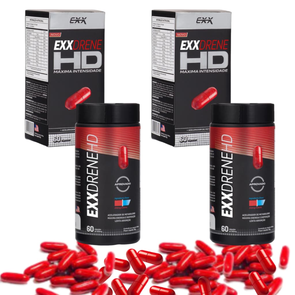 Kit 2 Exxdrene HD Exx Nutrition 60 Cápsulas Suplemento Alimentar Fitness Academia Uso Diário