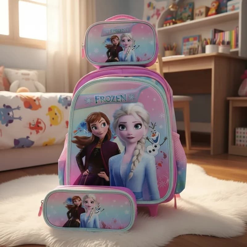 Kit Mochila Escolar Rodinha, Lancheira E Estojo Holográfico Preto Holográfico