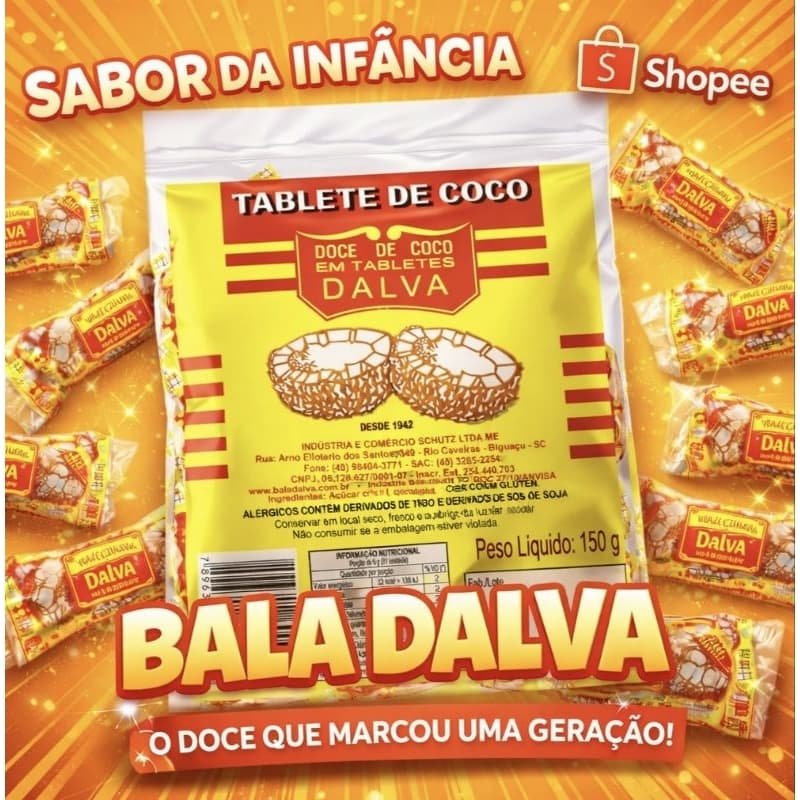 DOCE DE COCO EM TABLETES DALVA - BALA DALVA 150g