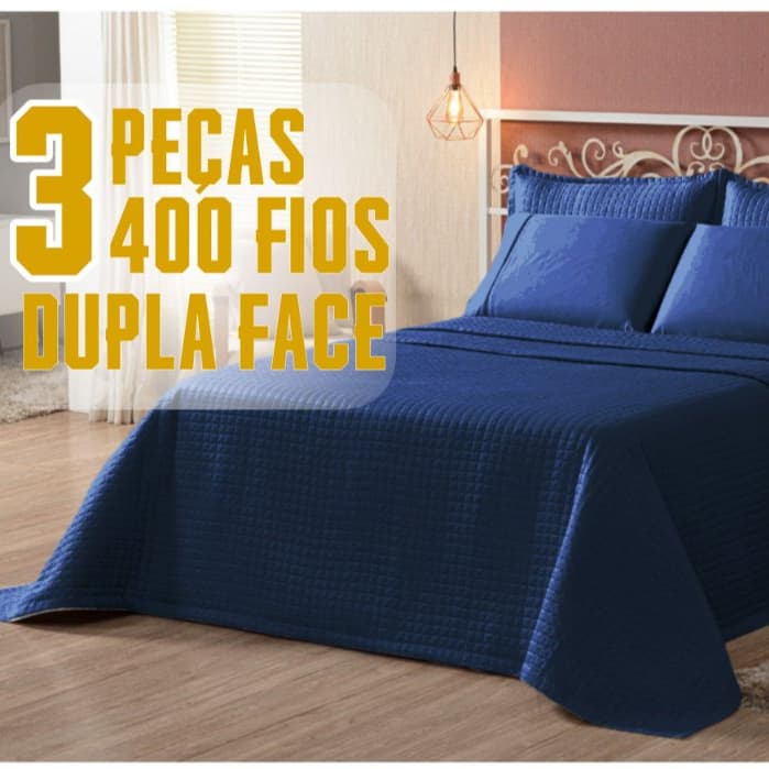 Cobre Leito Queen 3 Peças Dupla Face Micropercal Acetinado Premium Luxo