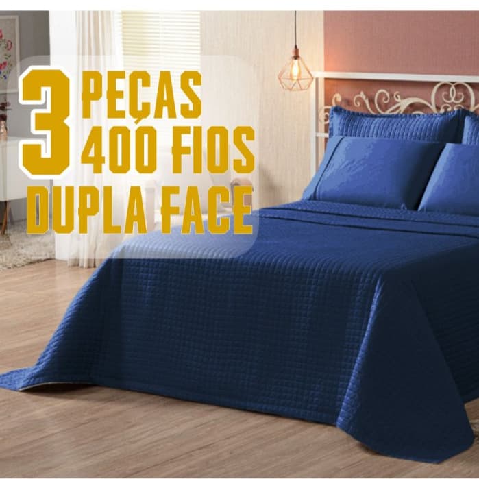 Cobre Leito King 3 Peças Dupla Face Micropercal Acetinado Premium Luxo