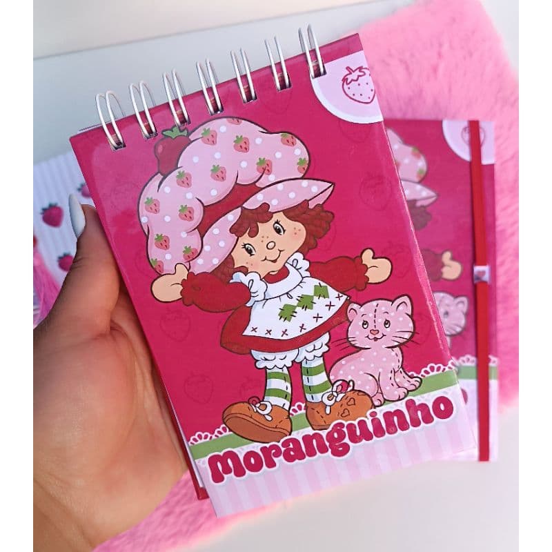 Bloquinho anotações/tamanho A6/Moranguinho/folhas decoradas