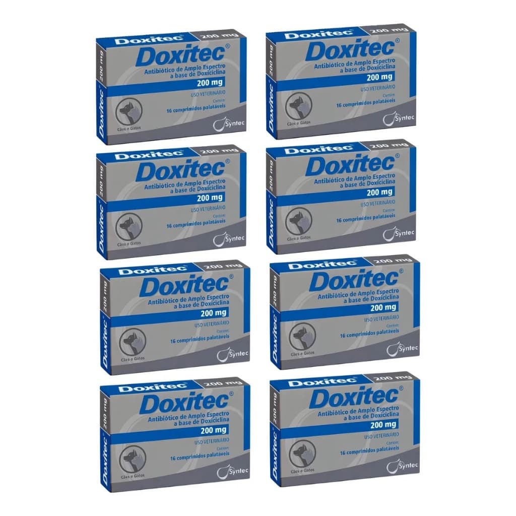 Kit com 8 caixas de Doxitec 200mg 16 comprimidos  Syntec Original
