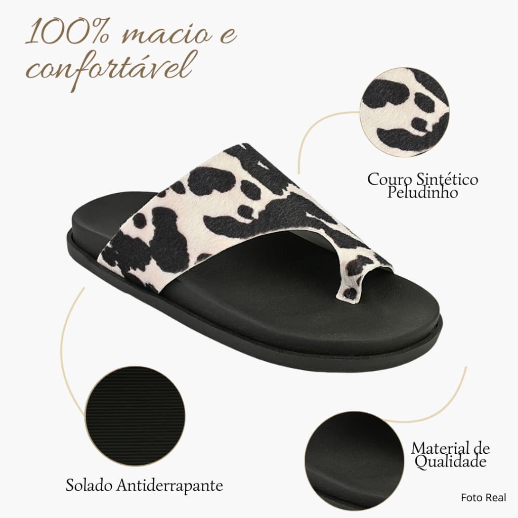Sandália Papete Feminina Birken Animal Print Luxo Verão Confortável