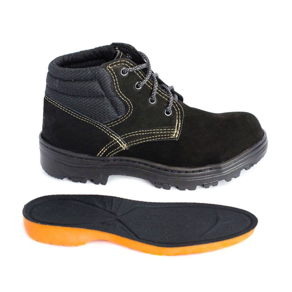 Bota de Couro com CA e Bico de PVC Botina de Segurança Work Boots Solado Antiderrapante