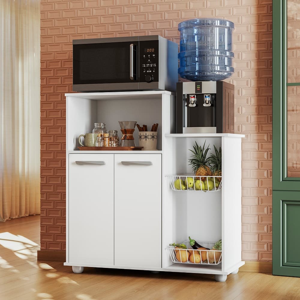 Armário Multiuso Fruteira Sollys 2 Portas Cesto Metal Nicho Suporte Microondas