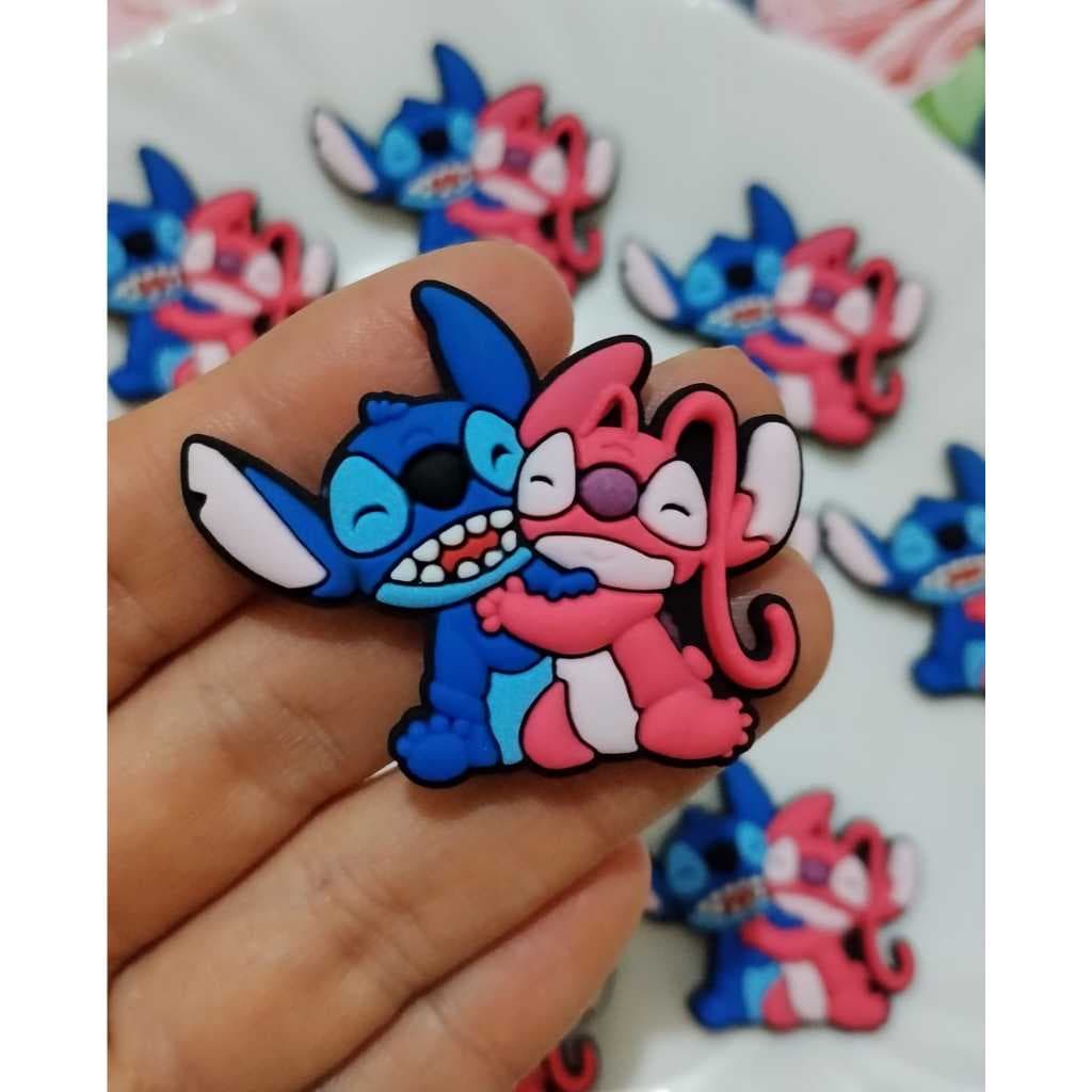 Aplique Emborrachado Stitch casal 10 unidades Para Laços Tiaras Prendedores Artesanato
