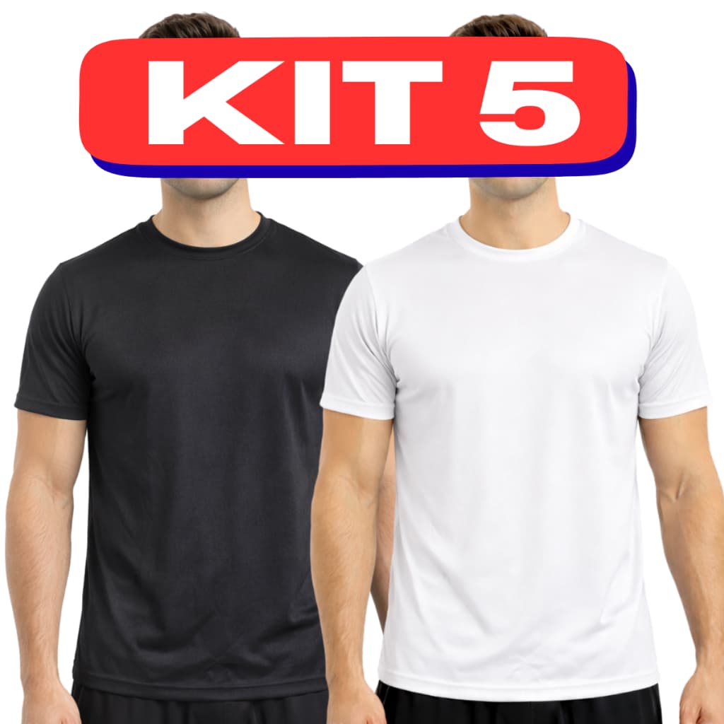 Kit 5 Camisetas Masculina Dry Fit Manga Curta Academia Camisa Premium Básica Malha Fria Toque gelado