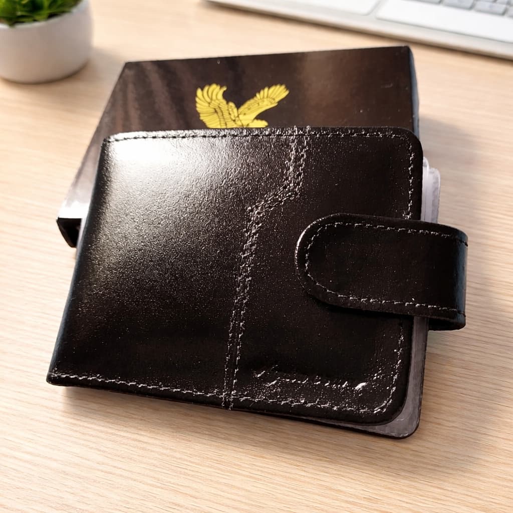 Carteira Masculina Couro Legítimo Preta  com Fecho Águia com Caixa Presente Masculino