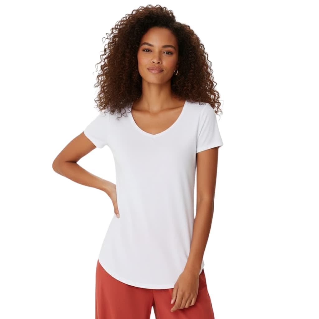 Blusa Gola V Feminina Mullet Malwee Viscose Stretch Original