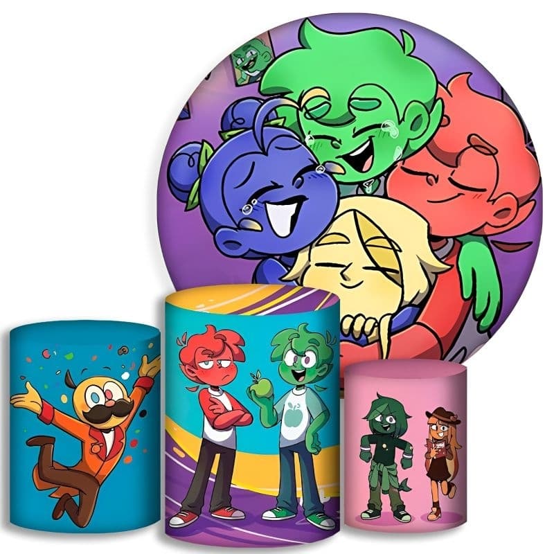 Capas Para Cilindros + Painel / painel redondo - Mundo Torajo - Kit Decoração Festa / Pegue e Monte