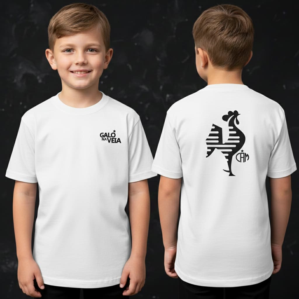 Camisa Do Galo Infantil Camiseta Atlético-MG Galo Na Veia Unissex Roupa Kids Torcedor Galo Doido Envio Rápido
