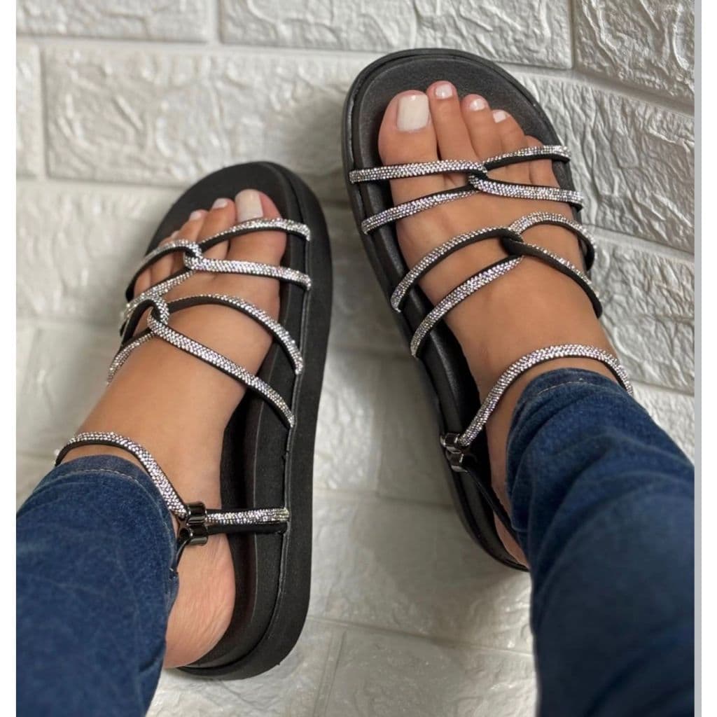 Sandália feminina 2 em 1 ajustável casual