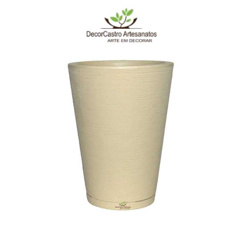 Kit 2 Vasos Coluna Redonda Cone Escovado 39 cm com Prato coletor