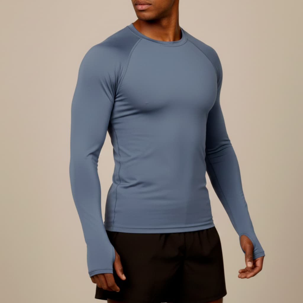 Camisa Camiseta Masculina Proteção Solar UV com Encaixe para Dedo