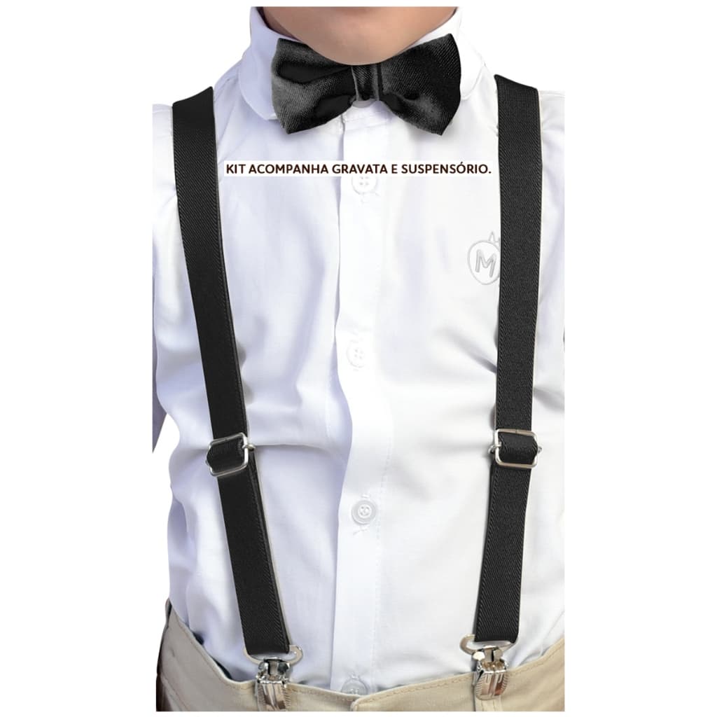 Kit Gravata e Suspensório Adulto Masculino Ajustável Festa Casamento Social