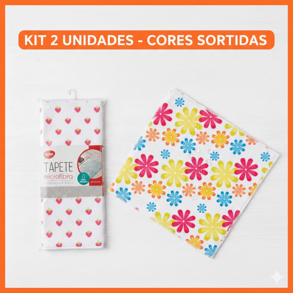 Kit 2 Tapete Aparador Escorredor De Louça Copos Absorvente Microfibra Higiênico Cores Sortidas