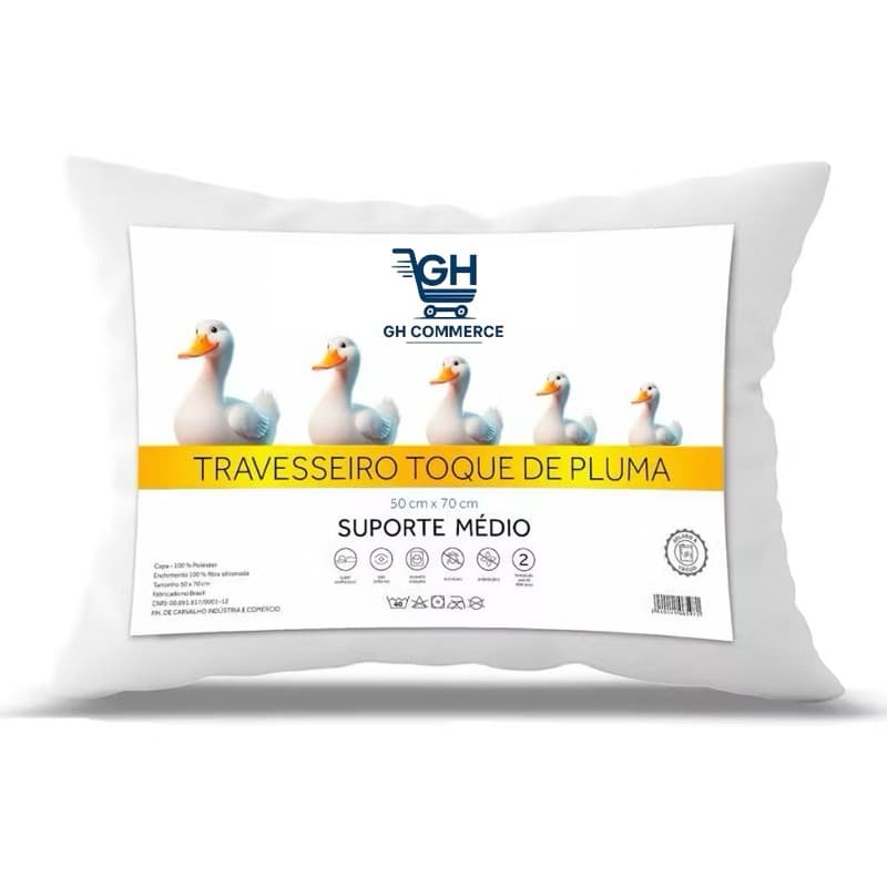 Travesseiro Plumas De Ganso 50x70cm Conforto Luxo Promoção