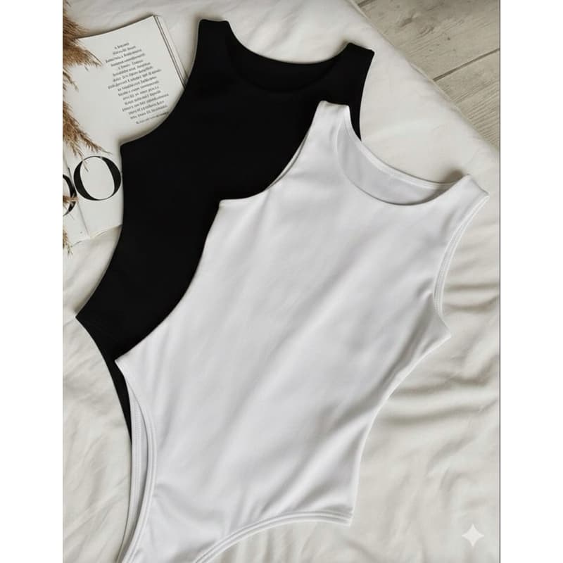 Kit 2 Body Collant Feminino Gola u Gola Baixa Sem Mangas Regata casual Ocasional Sem Bojo Suplex Básico Uso Diário