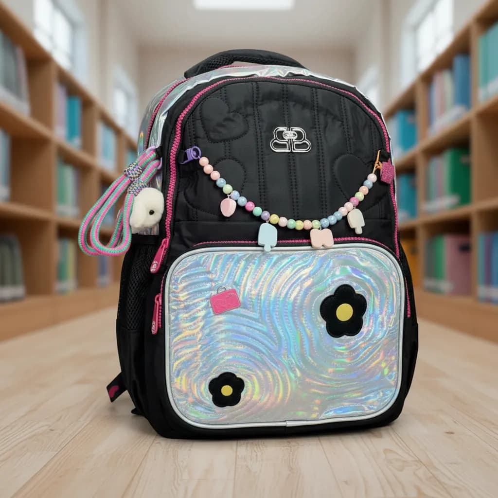 Mochila Escolar Holográfica Feminina Faculdade Passeio