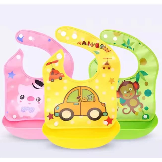 Babador de Plástico e Silicone Babador Infantil Cata Migalha Impermeável varias estampas