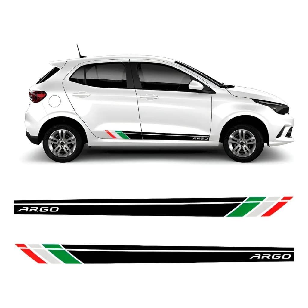 Kit Adesivo Faixa Lateral Fiat Argo Temático Itália Preto
