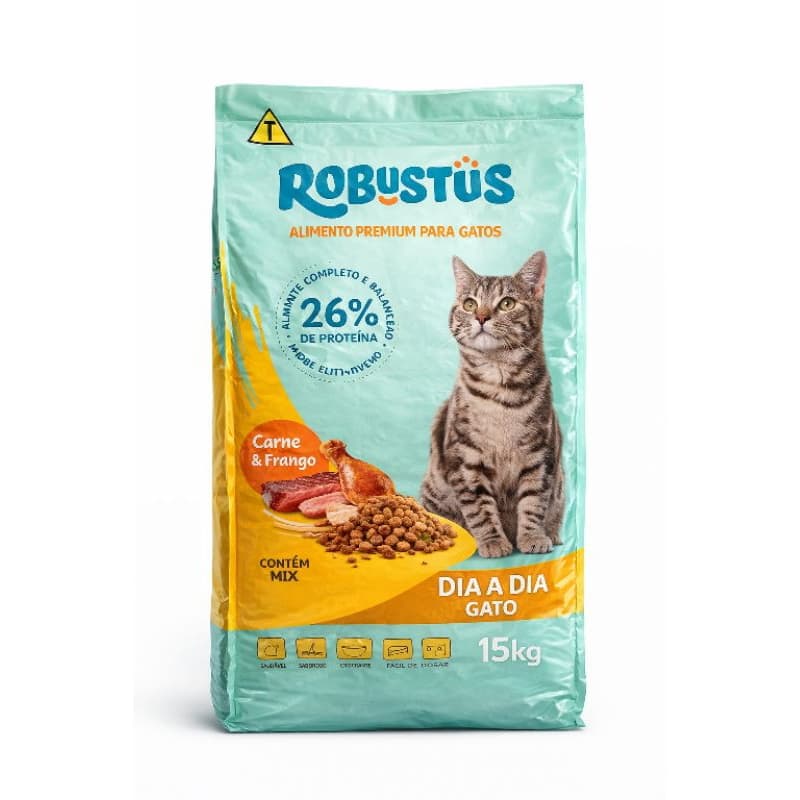 Ração para Gatos Robustüs Dia a Dia  Carne e Frango Premium 26% Proteína