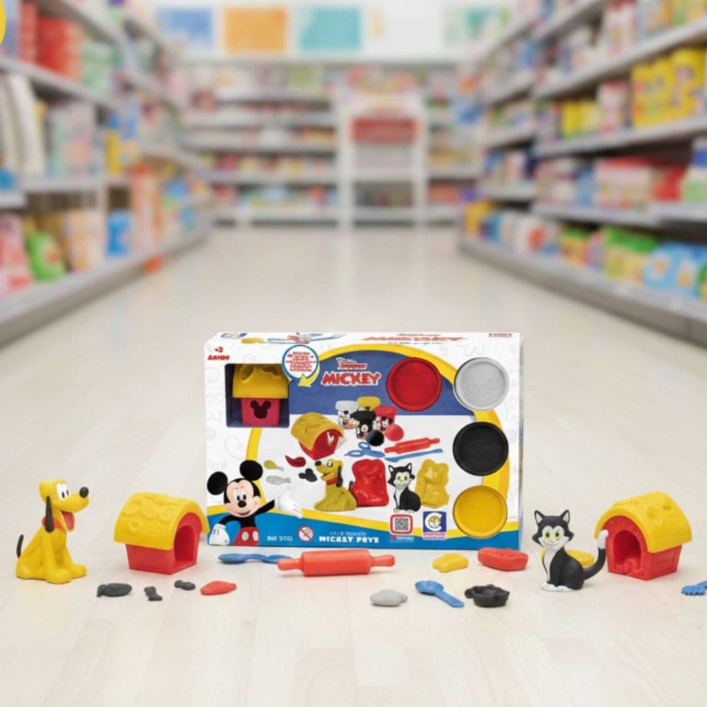 Brinquedo Kit de Massinha Mickey Pets Disney Presente Infantil para Meninos Meninas desenvolvimento